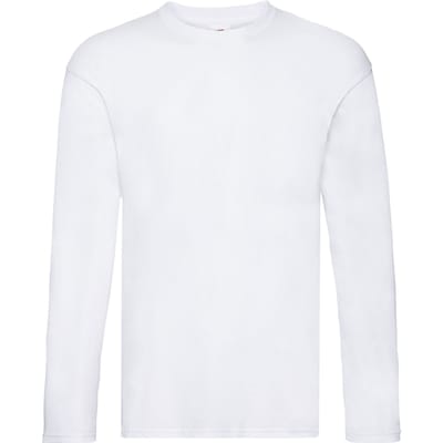 Fruit of the Loom Unisex Original Effen T-shirt met lange mouwen voor volwassenen (Wit)