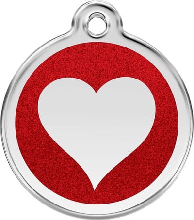 Red Dingo Hondenpenning 20 mm hart glitter rood