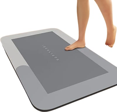 Bovista Sneldrogende Badmat - Douchemat - Antislip - Wc Mat - Toiletmat - Badkamermat - Lichtgrijs 40x60