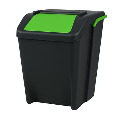 Stapelbare Vuilnisbak 25 Liter – Afvalscheiding Prullenbak met Klepdeksel – Gele Afvalbak – Compact & Modulair Systeem – Groen
