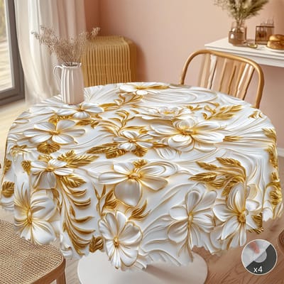 Couronne de fleurs du Jour de l'Indépendance Nappe rectangulaire imperméable Fleur étoile rouge bleue Drapeau USA Housse de table pour dîner cuisine 152x220cm brown