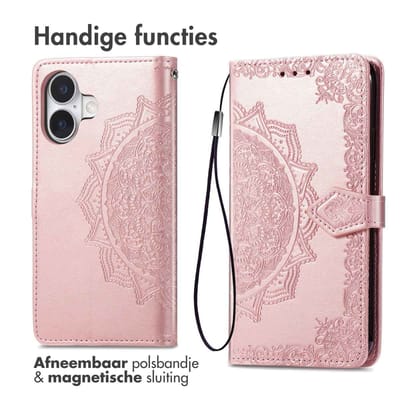 imoshion Hoesje - Geschikt voor Apple iPhone 17 - Mandala Bookcase - Rosé Goud