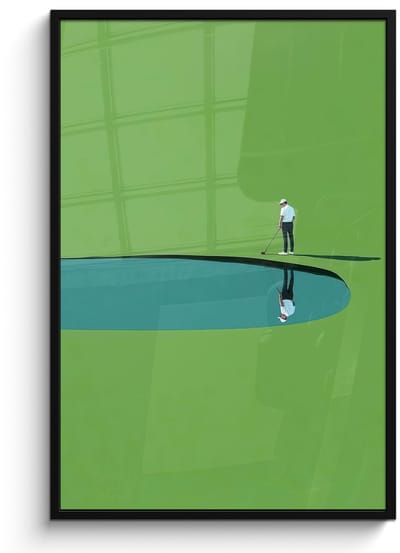 Poster in lijst - Fotolijst 80x120 cm - Posters - Persoon - Golf - Water - Blauw - Posterlijst zwart - Decoratie - Wanddecoratie woonkamer - Muurdecoratie slaapkamer - Kerstversiering - Kerstdecoratie voor binnen - Kerstmis