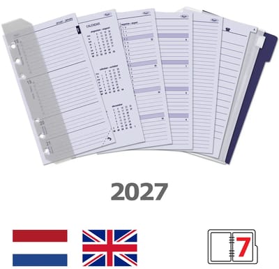 Kalpa 6317-27 170 x 95 mm Personal 6 Ringagenda Organizer Inzetstukken 1 Week per 2 Paginas Jaardoos 2027
