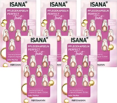 ISANA Perfect Teint Concentraat Capsules - COMBI-verpakking 5x 7 stuks - Huidverfraaiend - Met arganolie & gember - 35 stuks