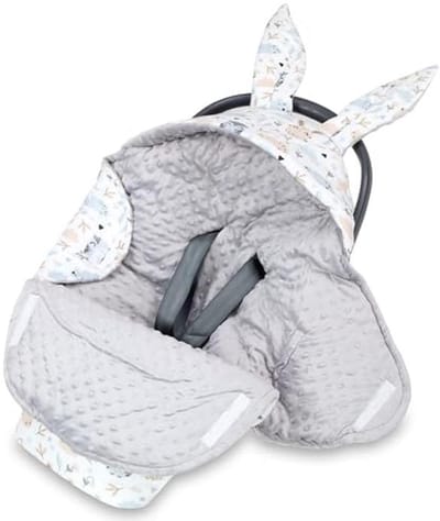 Voetenzak Baby Deken 90x90cm voor Autostoeltje of Kinderwagen Ademend en Licht Minky Grijs