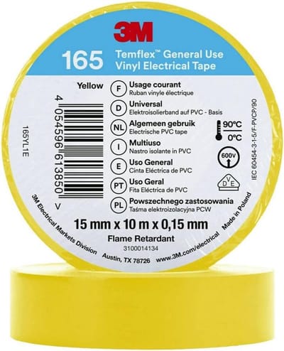 Isolatietape Gele Stroomdraad Isolatierol 10m x 15mm