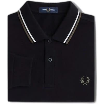 Fred Perry Twin Tipped Fred Perry Shirt Long Sleeve Heren - Polo shirt - Zwart - Maat S