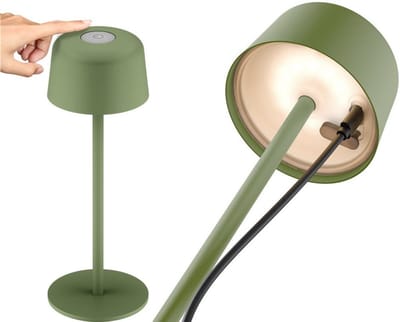 Goobay LED-tafellamp | 25 cm hoog | warm wit | dimbaar | oplaadbaar (USB-C) | groen | IP44
