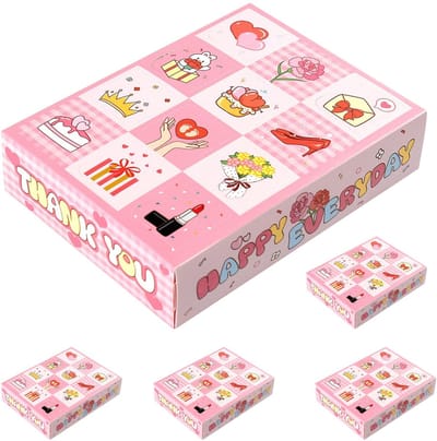 Dailygoods- Geschenkdozen met Deksel - 5 Stuks - Roze - Creatieve Verrassingsdozen - Voor Verjaardag/Moederdag/Valentijnsdag - 12 Vakken - Cadeaudozen