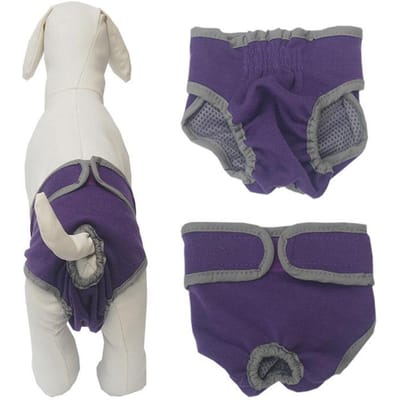 Mode chien physiologique pantalon couche sanitaire lavable femme chien culotte pour chiens culotte hygiénique S violet