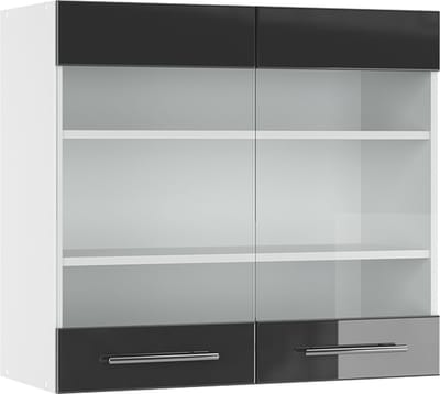 Vicco Fame-Line Glazen keukenkast – 80 cm Antraciet Hoogglans