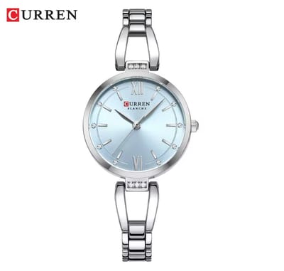 CURREN Horloge 9092 – Zilverkleurig Lichtblauw – Dames – Quartz – 30 mm – Roestvrijstalen Band – Waterbestendig – Elegant & Luxe