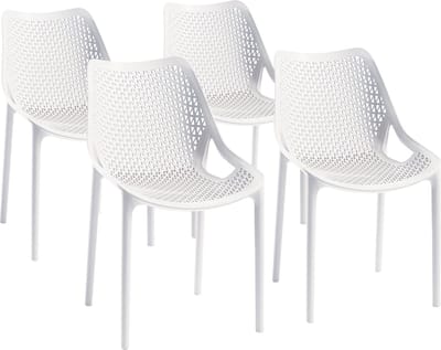 Terrasstoel Crown (set van 4) - wit - stapelbaar