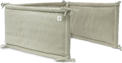 Jollein - Bedomrander 180x30cm - Baby Bedbumper Ledikant - Acryl & Katoen - Grain Knit - Olive Green