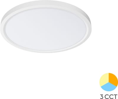 JADE - LED Plafondlamp - Keuken Woonkamer Ø23 - 20W - CCT Aanpasbaar kleuren - 3000K-4000K-6000K - Mat Wit - Opbouw - Rond - IP20