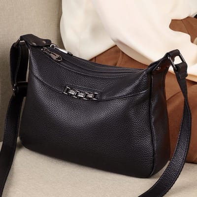 Dameshandtas van echt leer Herfst en Winter Nieuwe Trendy en Modieuze Schoudertas Niche Design Veelzijdige Crossbodytas gray