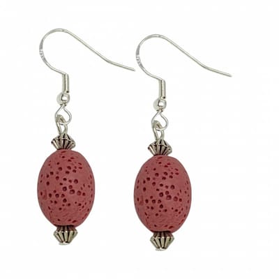 Lange Oorbellen-Zerrin-Lavasteen-Zilver-Roze-Charme Bijoux