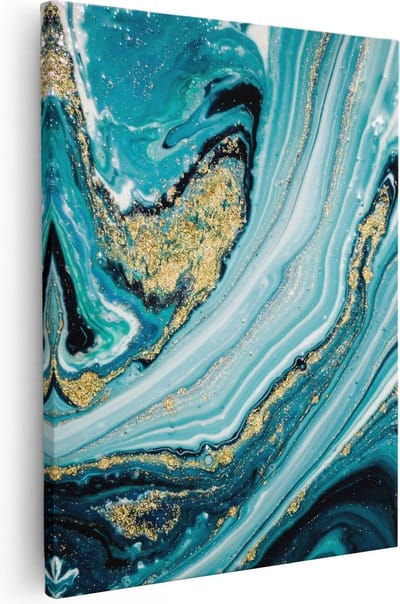 Artaza Canvas Schilderij Marmer Goud - 40x50 cm - Muurdecoratie Abstract - Wanddecoratie Woonkamer - Kamer Accessoires