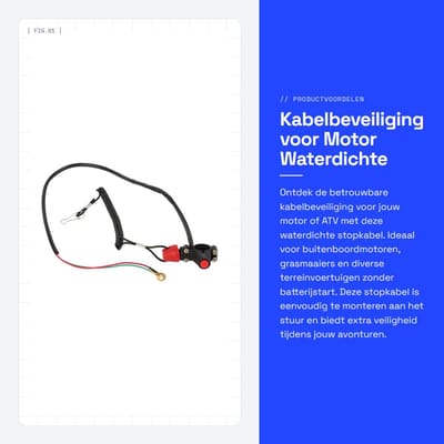 Dailygoods - Kabelbeveiliging voor Motor - Waterdichte Stopkabel - 12V Stuurhouder - Flexibele Kabelbinders - Geschikt voor Buitenboordmotoren