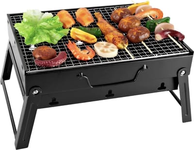Barbecue Grill - Inklapbare Houtskool Grill - Roestvrijstaal - Draagbaar - Zwart