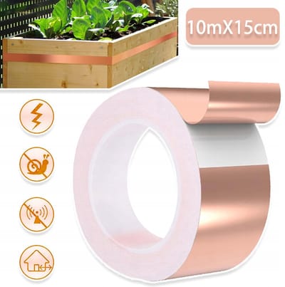 Koperfolie Tape - Goede Geleidbaarheid Sterke Kleefkracht - Zelfklevend 10m x 150mm - EMI-Afscherming Anti-Interferentie - Voor Elektronica Tuin En Doe-Het-Zelf - Koper