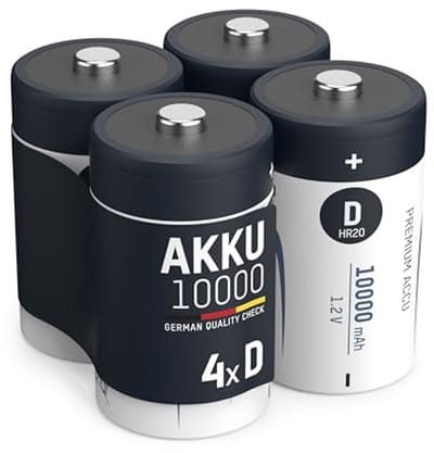 Oplaadbare Batterijen - Mono D - Apparaten Voeden - Lage Zelfontlading - 10.000 mAh - Zwart