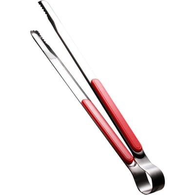 Keuken Kooktang RVS Makkelijk Schoon te Maken Tanden Mond Steak Klem voor BBQ Eten 25,5cm Rood rood