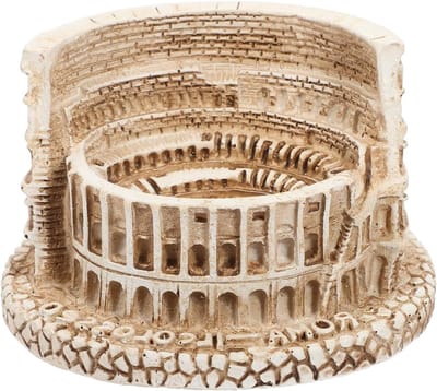 Klein Colosseum Ornament voor Aquariumdecoratie - Romeinse Sculptuur van Resin in Beige, Perfect als Reis Souvenir en Thuisdecoratie