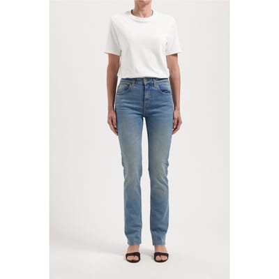 Mud Jeans Logan High Slim Earth Faded Size: W27L34 | Straight Pants Outlet | Dames | Blauw
