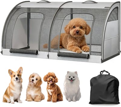 SnelShoppen - Opvouwbare hondendraagtas voor kleine en middelgrote honden, ademend kattenkrat met dubbeldeurs ontwerp, 100x50x50 cm, ideaal voor auto