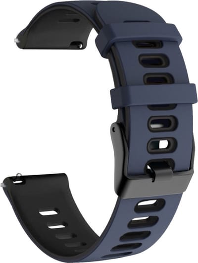 Siliconen bandje - geschikt voor Garmin Venu (2 Plus) / Venu SQ (2) / Vivomove (Style - Sport) / Vivoactive 3 / 5 / 6 / Forerunner 55 / 165 / 245 / 645 / 570 - 42mm - donkerblauw-zwart