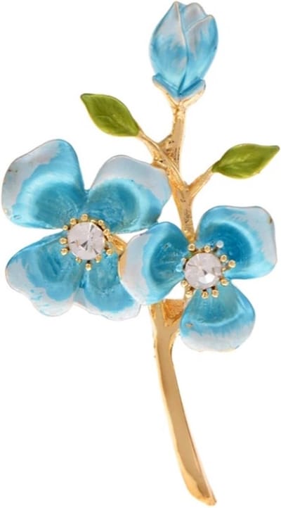 Broche Boetiek-Zelto- Broche Dames-Broches-Bloem- Broche- Bleu- Blauw- Bloemen-Sieraad-Broche-Dames Broche-