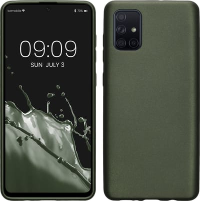 kwmobile telefoonhoesje geschikt voor Samsung Galaxy A71 - Hoesje voor smartphone - Back cover in metallic dennengroen