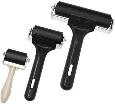 Virtubuy - Rubber Roller Brayer - 3 Stuks - Voor Stempelen en Schilderen - 1.37, 2.36 en 9.93 Inch - Ideaal voor Creatieve Projecten - Geschikt voor...