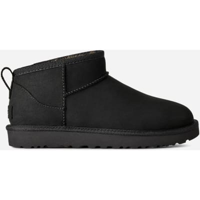 UGG® Classic Ultra Mini Nubuck Boot in Black, Size 3, Polyester/Leather/Wool