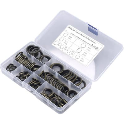 110 Stuks Oliekeerring Onderlegring M6 M8 M10 M12 M14 M16 M18 M20 Rubber Gebonden Afdichting Oliepakking Metalen Afdichtingsring
