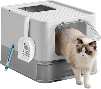 Feandrea - Kattenbak - Met Deksel - Uittrekbare Lade - Lekvrij en Minder Sporen