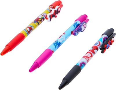 Marvel Spidey Amazing friends gelpen - 3 gelpennen - paars zwart rood - blauw schrift - 3+ - ghost spider miles morales