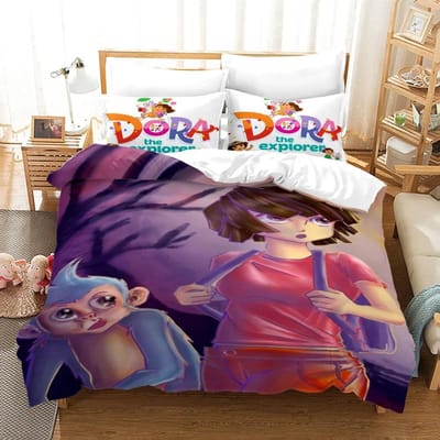 Dora Beddengoedsets Kinderen Jongens Meisjes Bedlinnen Queen King Full Twin Single Maat Nieuwe Anime Kamado Nezuko Dekbedovertreksets 200X200cm-3pcs