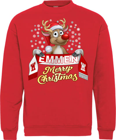 Kersttrui Emmen | Foute Kersttrui Dames Heren | Kerstcadeau | FC Emmen supporter | Rood | maat XL