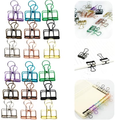 18 stuks mappen - Bonnenhouder - Kledingclip - Metalen opbergclip - Ringbandclips - Uitgeholde paperclip - Kantooraccessoires - Voor documenten, examenpapieren, bonnen, papier, kleding (5,9*3,2 cm - Diverse kleuren)
