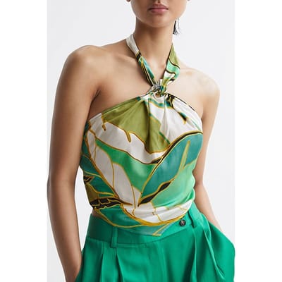 Reiss Luna Printed Tank And Cami — Green Size: 10 | Tanks &amp; Camis Outlet | Dames | Groen