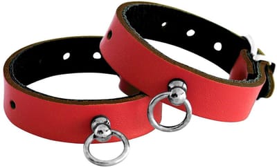 Kiotos Leather - Polsboeien Leder met Kleine O-ring - Rood