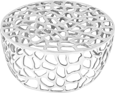 Moderne salontafel - Hol design tafel - Woonkamer decoratie - Gegoten aluminium - 70 x 30 cm - Zilver
