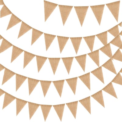 Dailygoody - Rustieke Hessian Vlaggetjesslinger - Jute Wimpelslinger - Duurzaam en Herbruikbaar - Bruin - Tuindecoratie - Perfect voor Bruiloften en F...