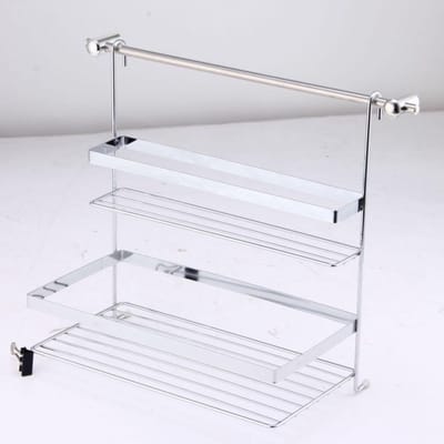 Novaliv hoogwaardige doucheplankset 31,5 x 33 x 18,5 cm van verchroomd staal Antislip grip en effectieve organisatie voor uw badkamer Doucheplank om op te hangen Badkameraccessoires met bevestigingsmateriaal