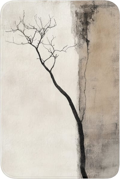 Badmat 60x90 cm - Antislip - Wabi sabi - Plant - Beige - Badmatten voor badkamer - Badkamermat - Douchemat - Badkamer mat