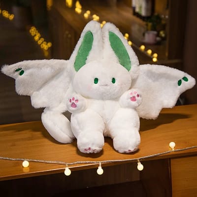 Klikkopers® - Knuffel Vleermuis - Vleermuis Knuffel - Kawaai Kussen - Kawaii Knuffel - Wit - 30 cm