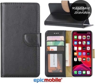 Hoesje geschikt voor iPhone 11 PRO MAX Hoesje - Book Case - Portemonnee Hoes - Wallet bookcase - iPhone 11 PRO MAX book cover - Zwart- EPICMOBILE